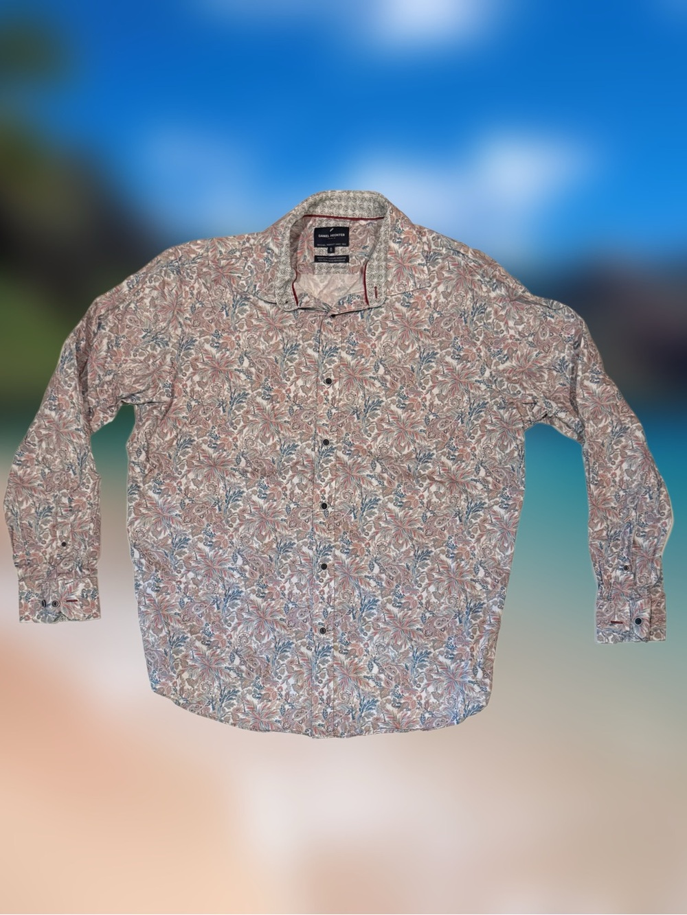 Daniel Hechter Men's Size XL Modern Fit Floral Long Sleeve Dress Shirt